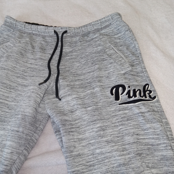 Victoria's Secret Pants - VINTAGE Victoria’s Secret PINK Sweatpants Womens S Flare Gray Embroidered Y2K